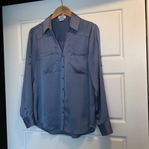 Express Blue Medium button up blouse slim fit